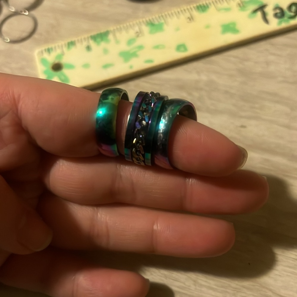 Ring Stack of 3 Chrome Metallic Rings